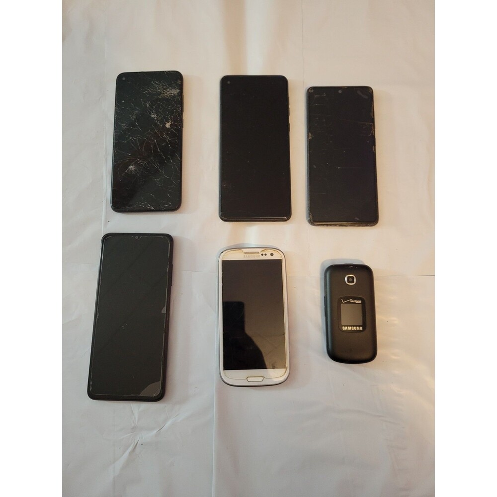 Lot of 6 Samsung Mostly SMART Phones – Untested – As-Is, for Parts Galaxy & Othe